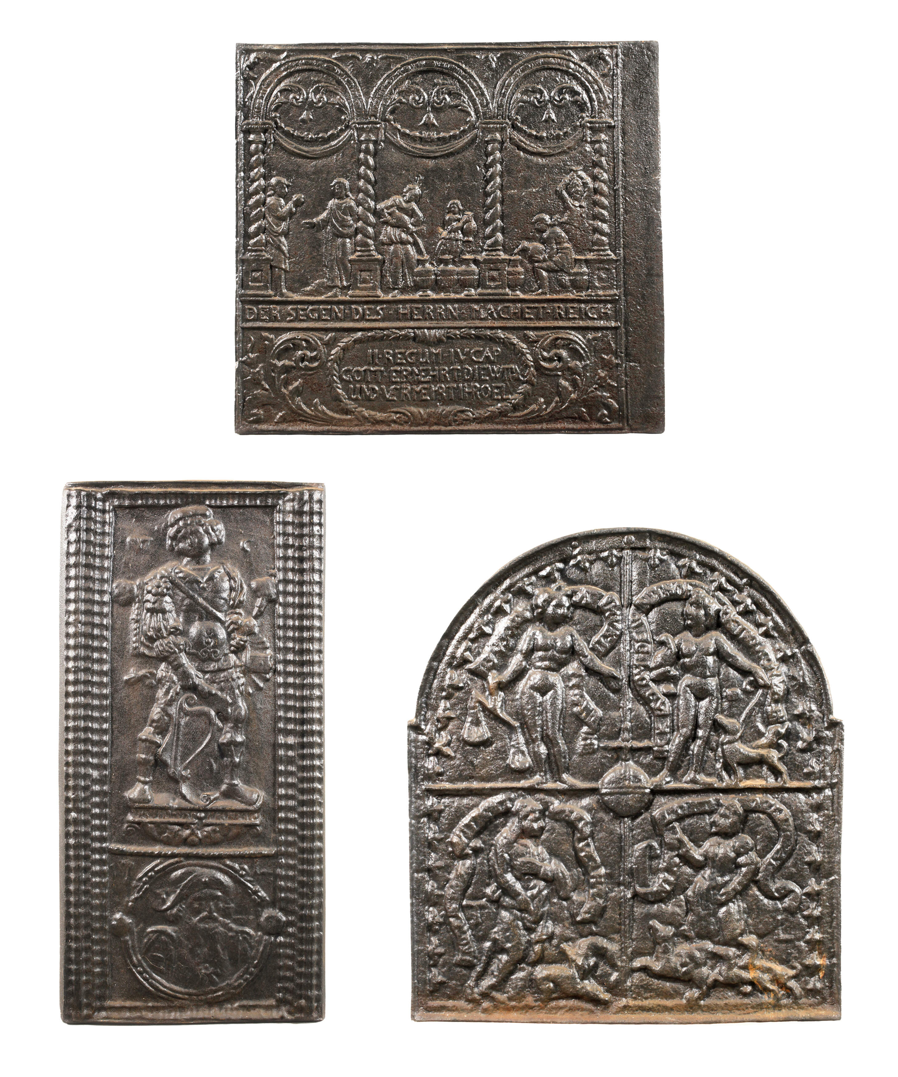 Drei Ofenplatten Gusseisen