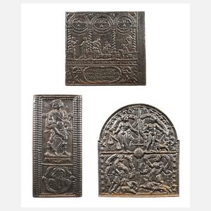 Drei Ofenplatten Gusseisen