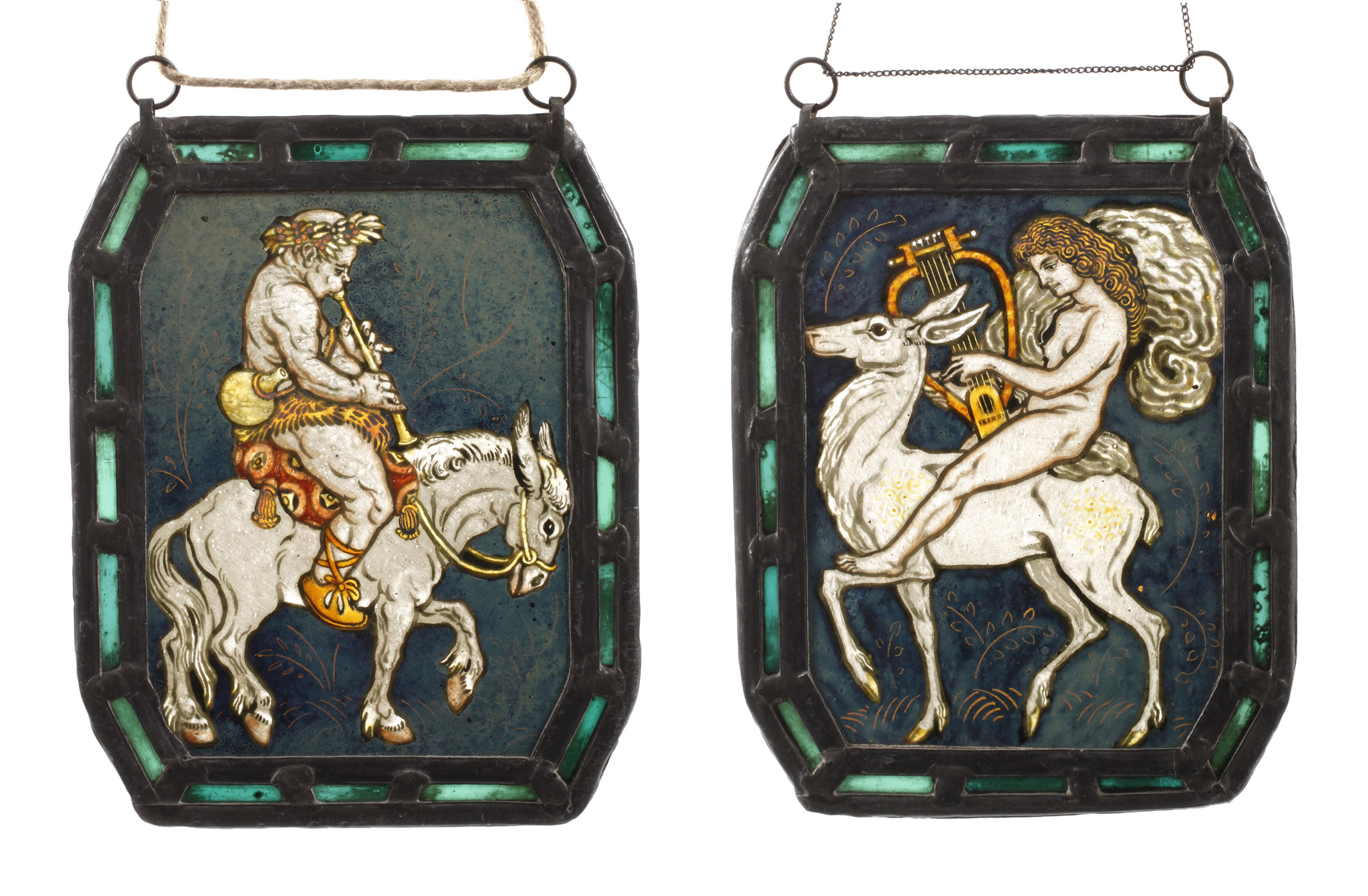 Paar Bleiglasscheiben Jugendstil