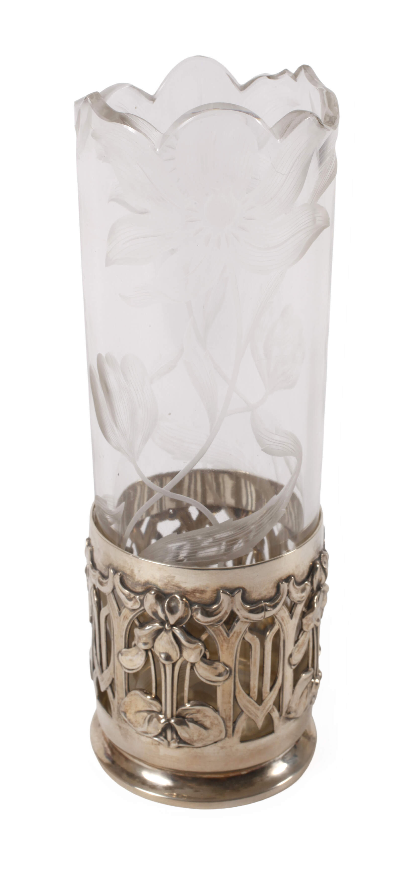 Moser Vase mit Silbermontierung