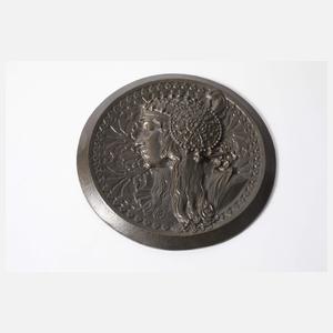 Paar Wandplatten "Tête Byzantine" nach Alphonse Mucha