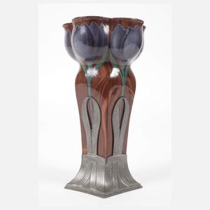 Orivit Vase Zinnmontur und Keramikeinsatz