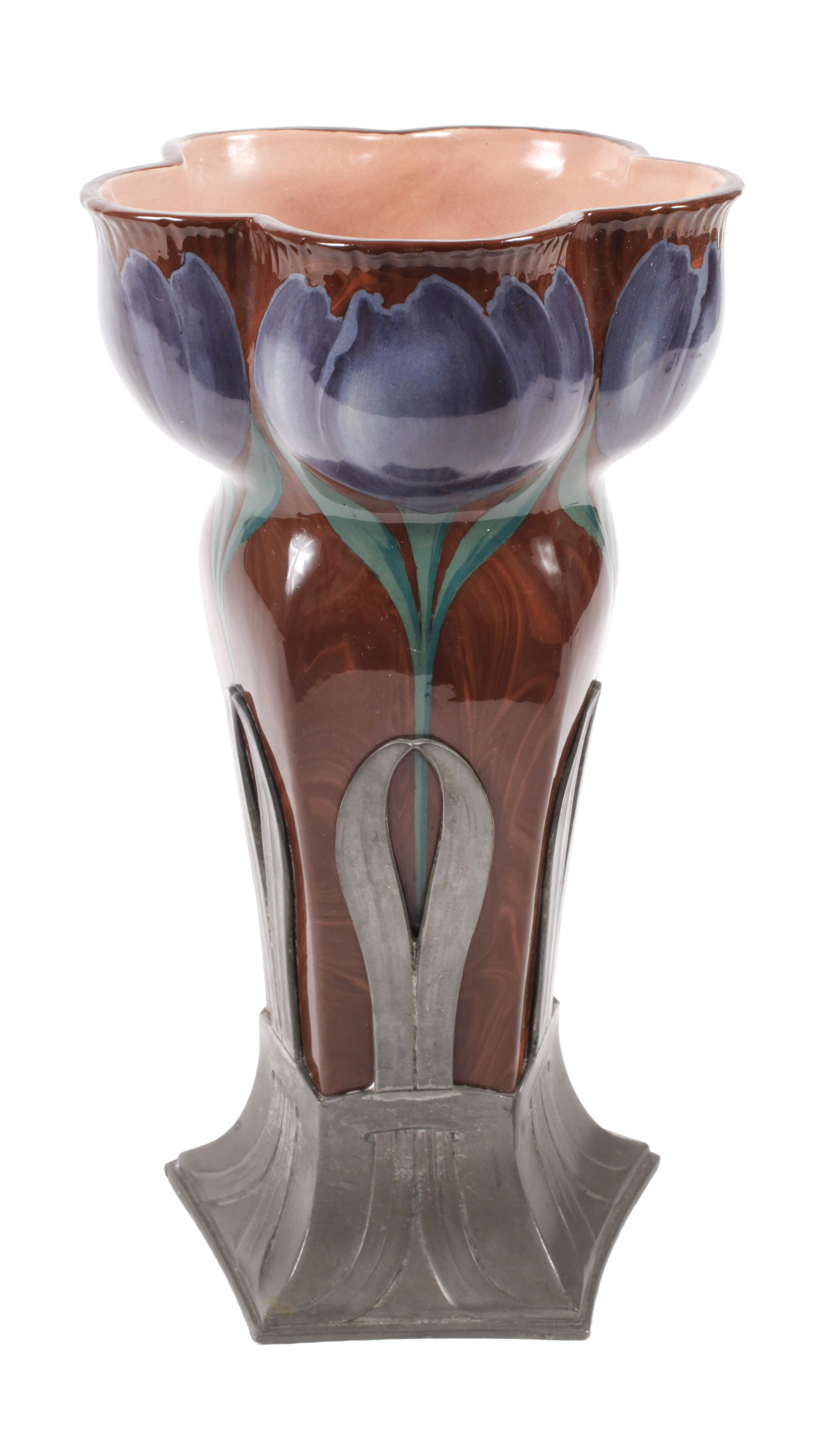 Orivit Vase Zinnmontur und Keramikeinsatz