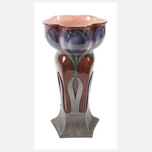 Orivit Vase Zinnmontur und Keramikeinsatz