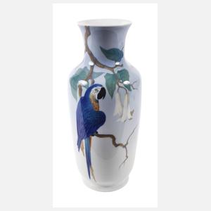 Fraureuth große Balustervase mit Papageienmotiv