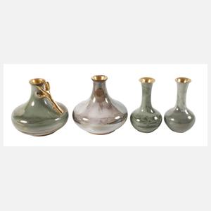 Rosenthal zwei Paar Enghalsvasen Marmorporzellan