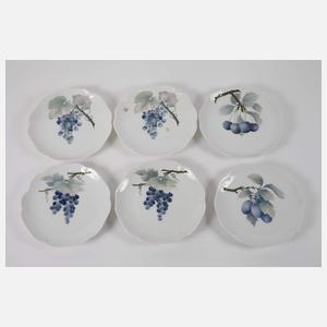 Rosenthal sechs Obstteller Pâte sur Pâte-Dekor