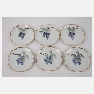 Rosenthal sechs Obstteller Pâte sur Pâte-Dekor