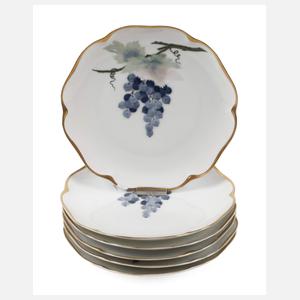 Rosenthal sechs Obstteller Pâte sur Pâte-Dekor
