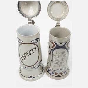 Zwei Westerwälder Bierkrüge Jugendstil
