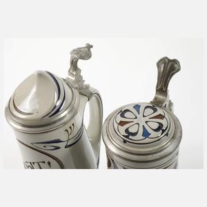 Zwei Westerwälder Bierkrüge Jugendstil