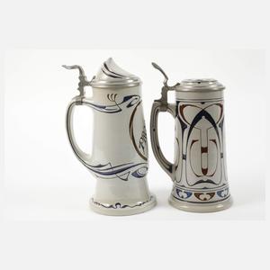 Zwei Westerwälder Bierkrüge Jugendstil