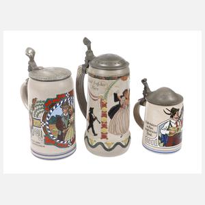 Drei Bierkrüge Jugendstil