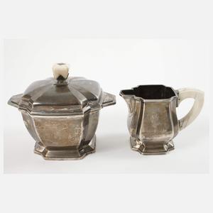 Großes Kaffeeservice mit Samowar Silber/Elfenbein
