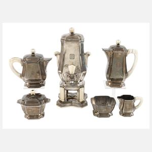 Großes Kaffeeservice mit Samowar Silber/Elfenbein