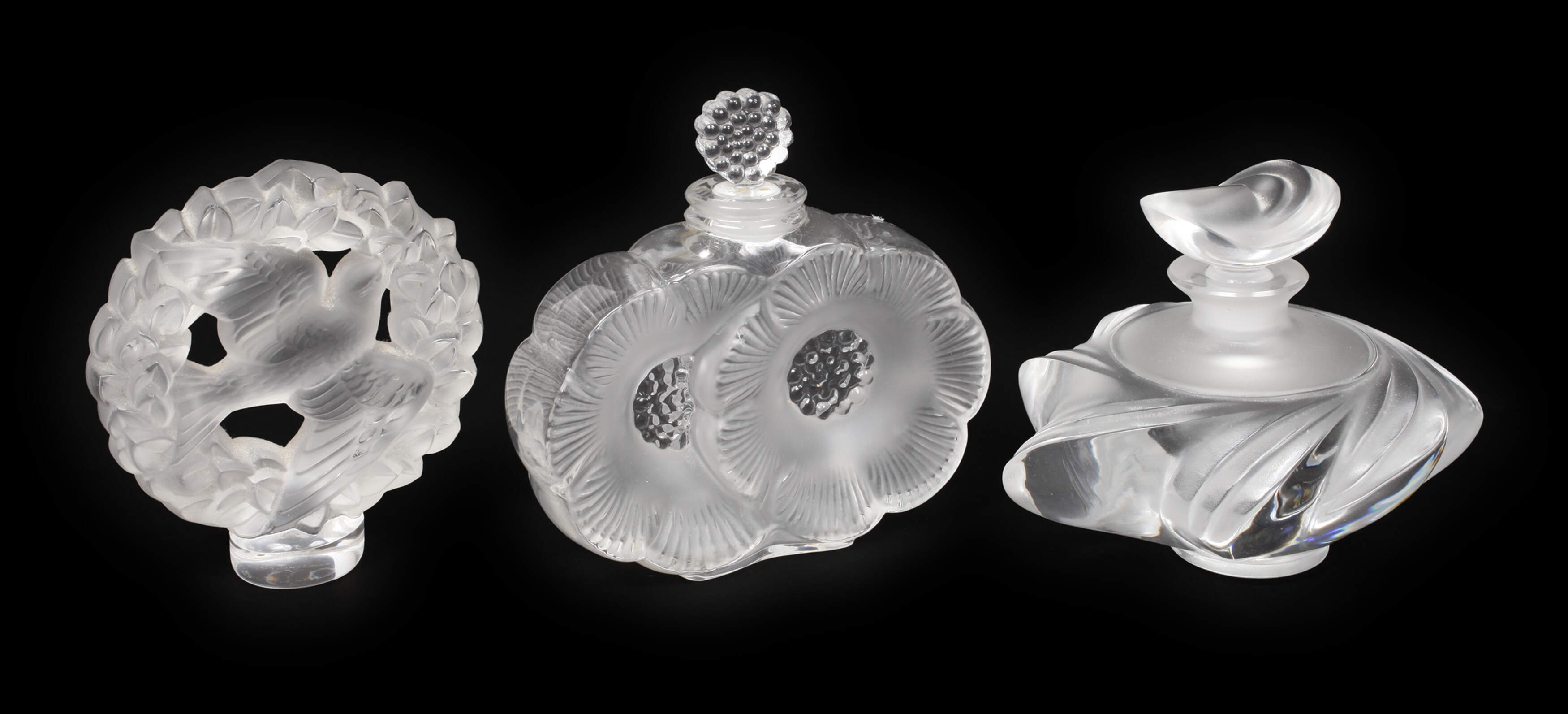 René Lalique zwei Flakons und Siegelhalter