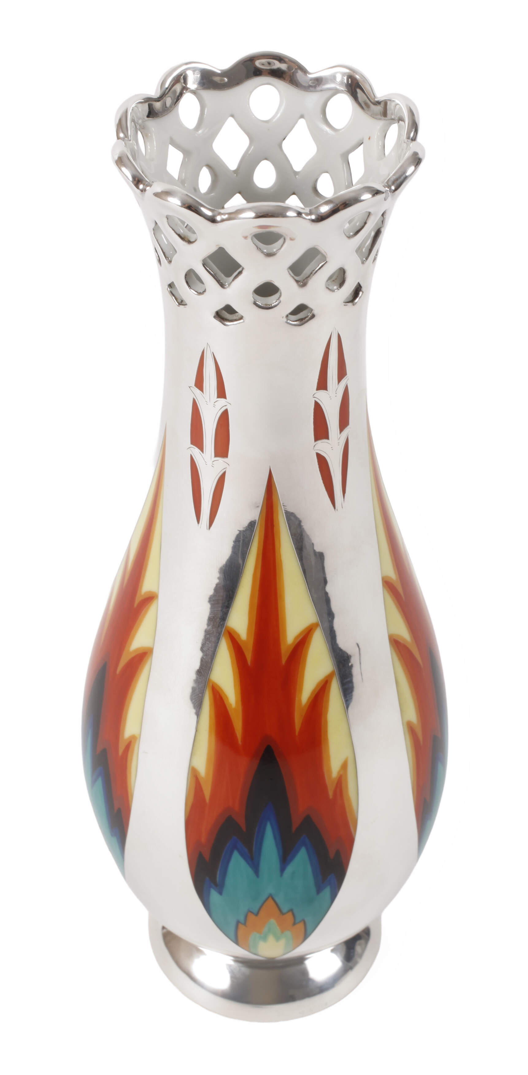 Selle Burgau Durchbruchvase Silberoverlay