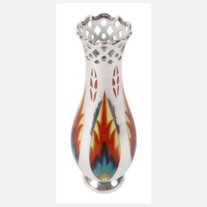 Selle Burgau Durchbruchvase Silberoverlay