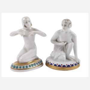 Karl Ens Volkstedt zwei Miniaturen als Damenakte