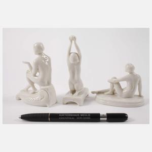 Karl Ens Volkstedt drei Miniaturen als Damenakte