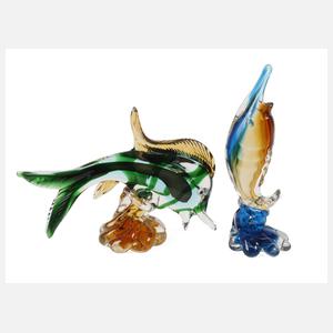 Murano zwei Fischskulpturen