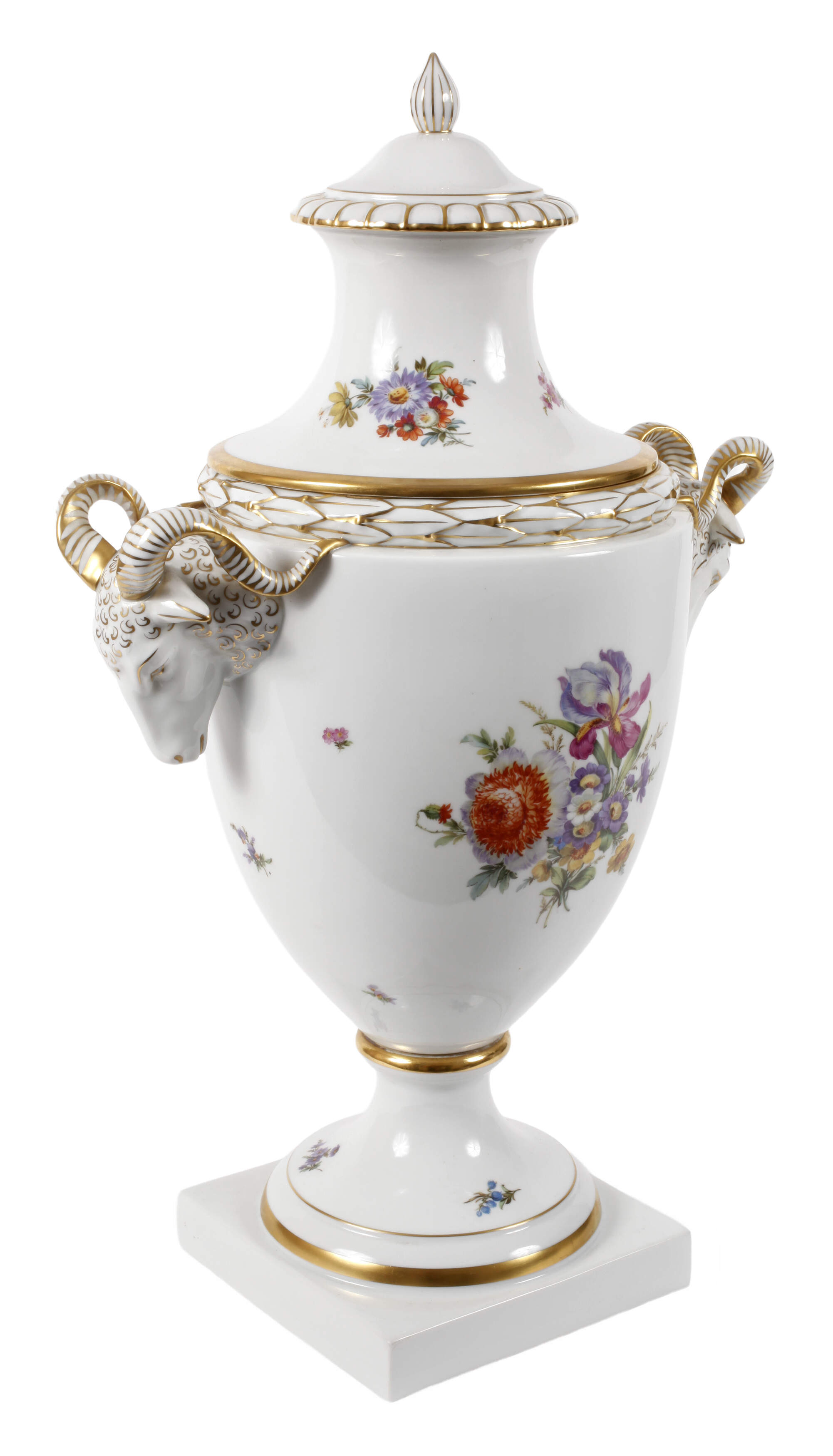 Fürstenberg große Deckelvase mit Widderköpfen