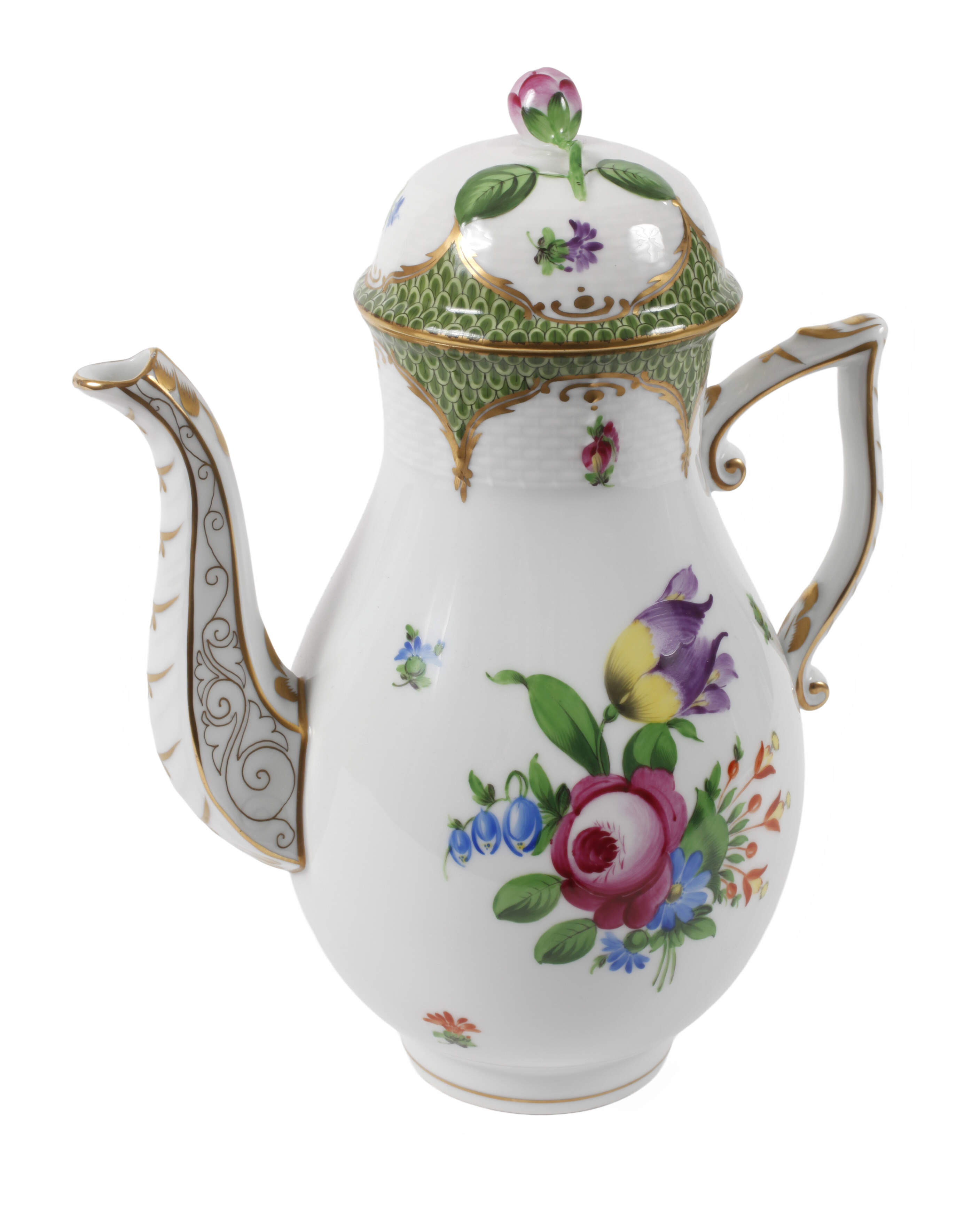 Herend Ungarn Kaffeekanne "Vieux Bouquet de Saxe"