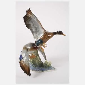 Hutschenreuther fliegende Wildenten und Schwan