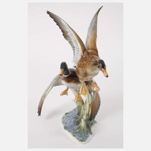 Hutschenreuther fliegende Wildenten und Schwan