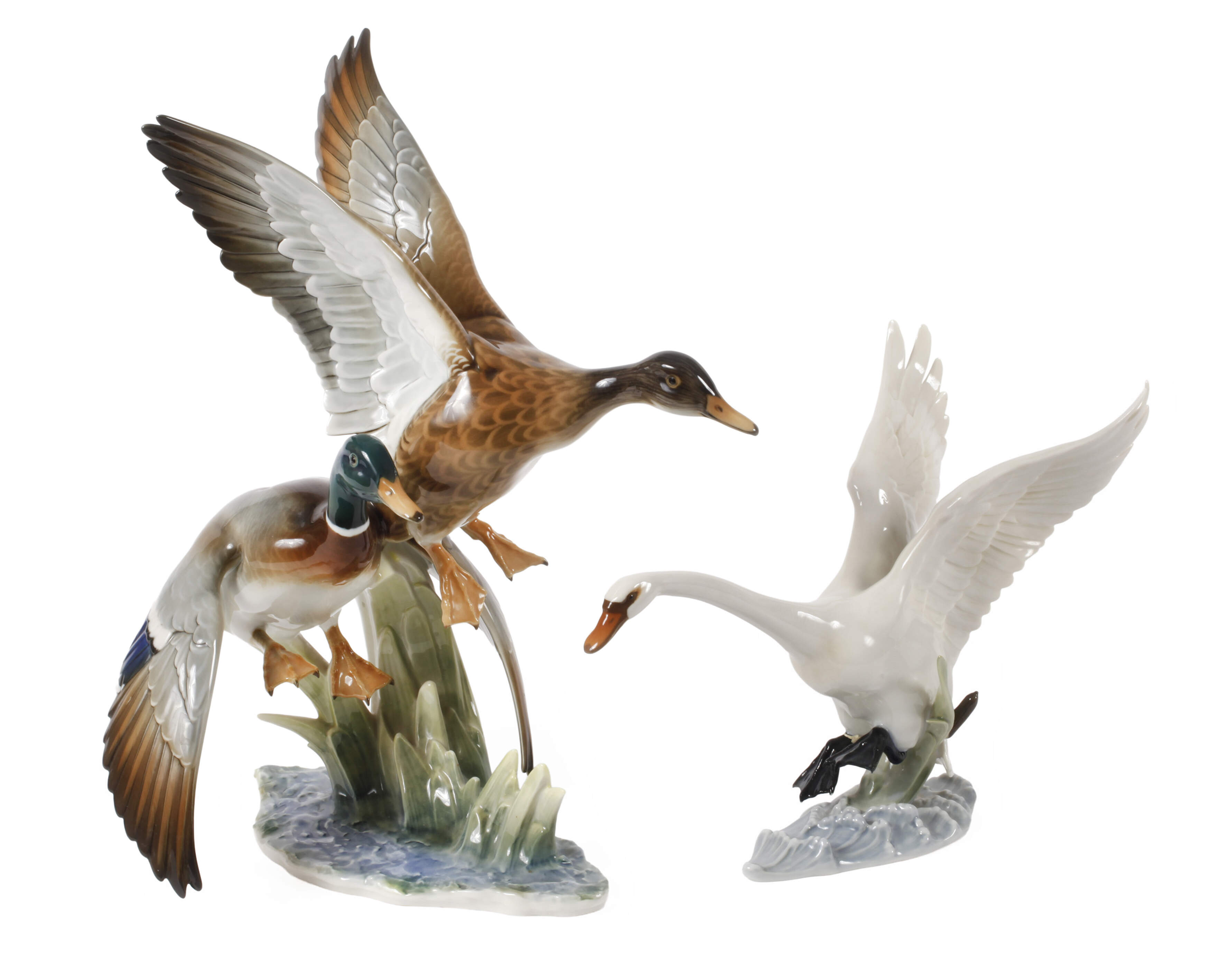 Hutschenreuther fliegende Wildenten und Schwan