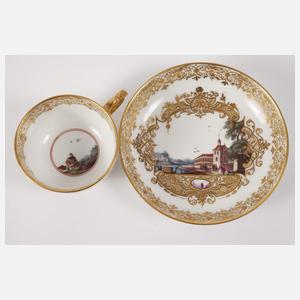 Meissen frühe Tasse mit Landschaftsmalerei