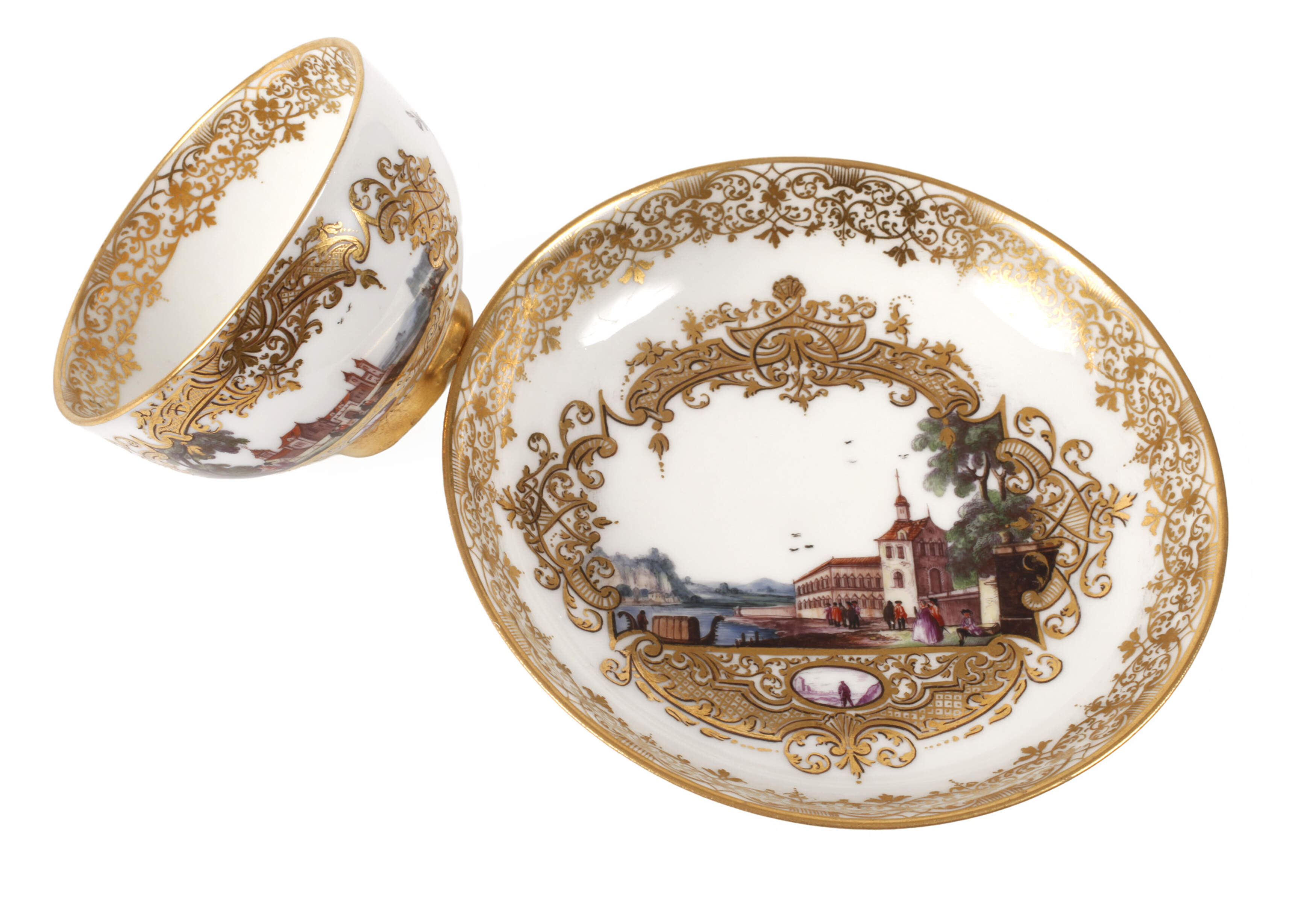 Meissen frühe Tasse mit Landschaftsmalerei