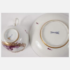 Meissen frühe Tasse mit Reiterszenen