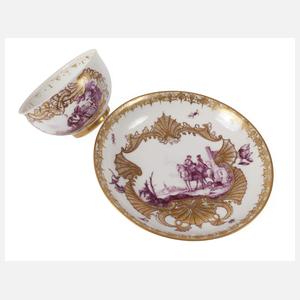 Meissen frühe Tasse mit Reiterszenen