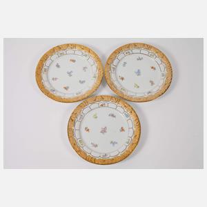 Meissen neun prunkvolle Dessertteller "X-Form"