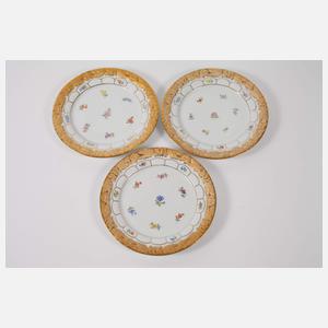 Meissen neun prunkvolle Dessertteller "X-Form"