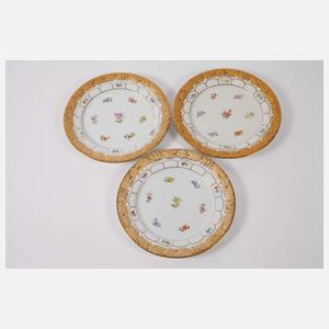 Meissen neun prunkvolle Dessertteller "X-Form"