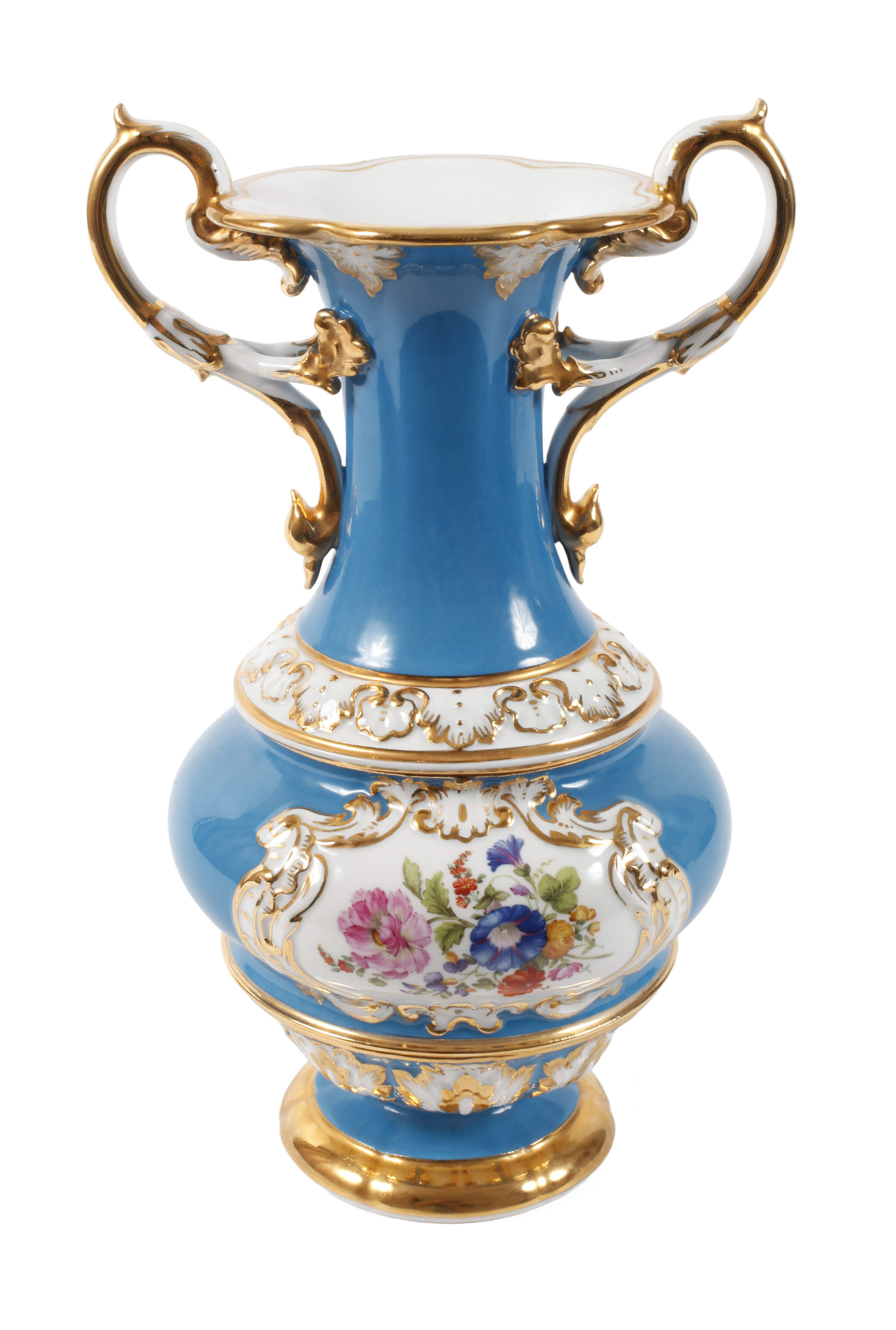 Meissen prunkvolle Henkelvase "Blumenbukett"