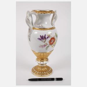 Meissen Paar Schlangenhenkelvasen "Blumenbukett"