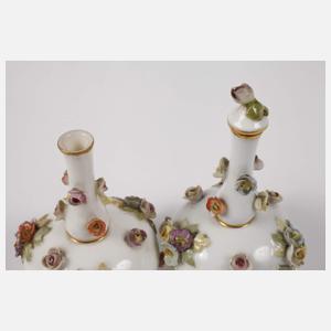 Meissen Paar Flakons mit Blumenbesatz