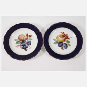 Meissen vier Obstteller "Fruchtmalerei mit Bord"