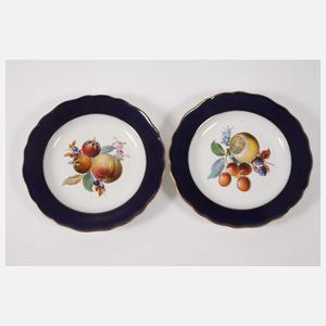 Meissen vier Obstteller "Fruchtmalerei mit Bord"