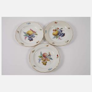 Meissen fünf Obstteller "Fruchtmalerei"