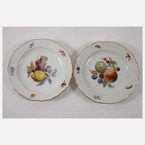 Meissen fünf Obstteller "Fruchtmalerei"