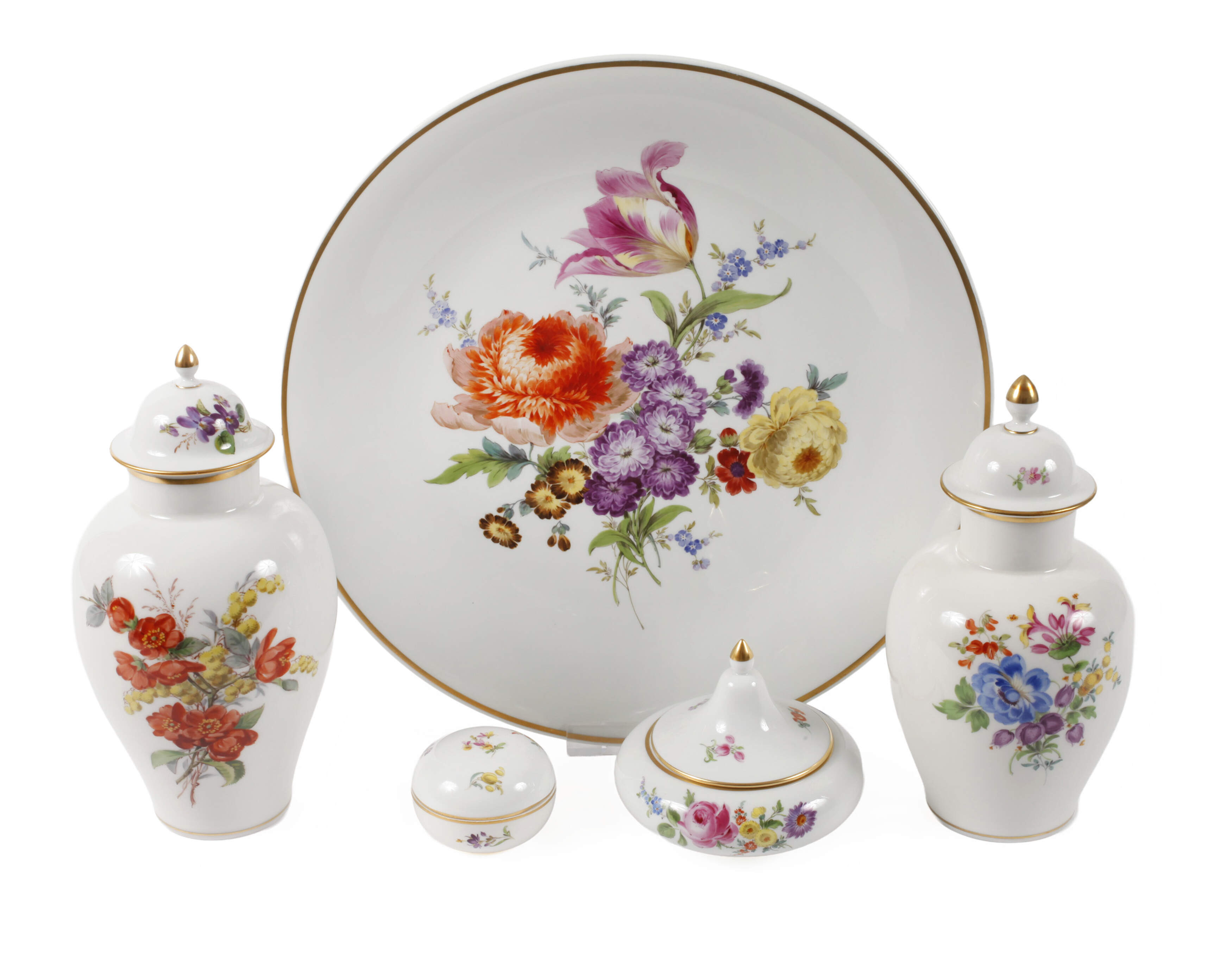 Meissen Konvolut Zierteile Blumenmalerei