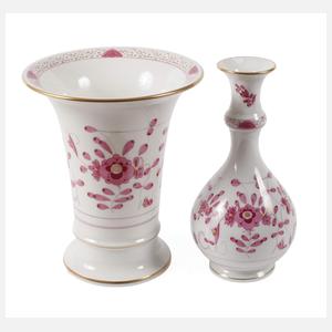 Meissen zwei Vasen "Indisch purpur"