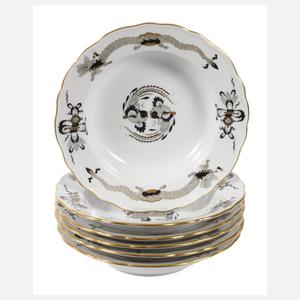 Meissen sechs Suppenteller "Reicher Drache"