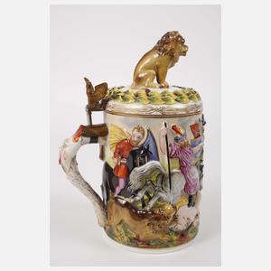 Volkstedt großer Walzenkrug im Capodimonte-Stil