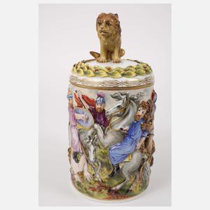 Volkstedt großer Walzenkrug im Capodimonte-Stil