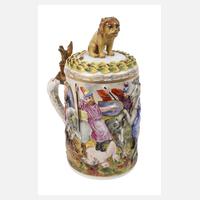 Volkstedt großer Walzenkrug im Capodimonte-Stil111